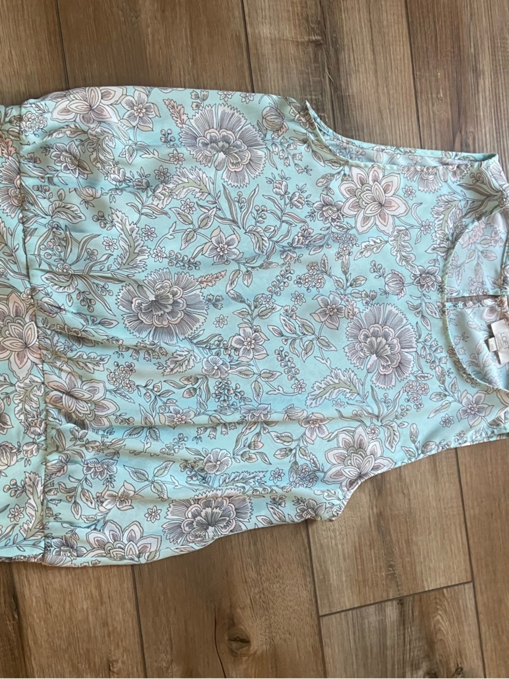 LOFT Floral Top in Mint and Blush